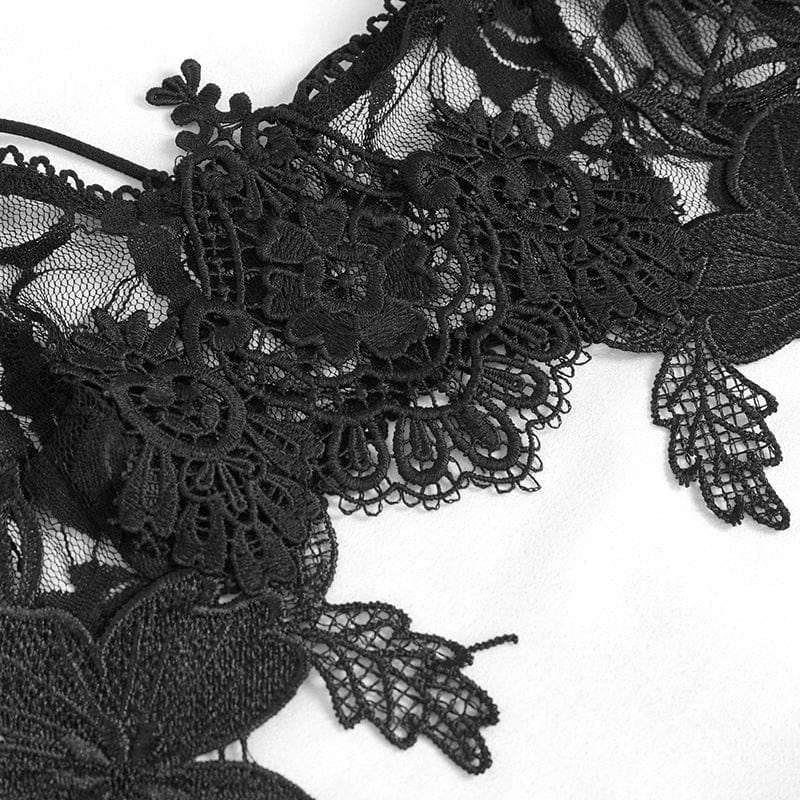 EVA LADY Women's Gothic Sexy Crochet Bra Lingerie Set