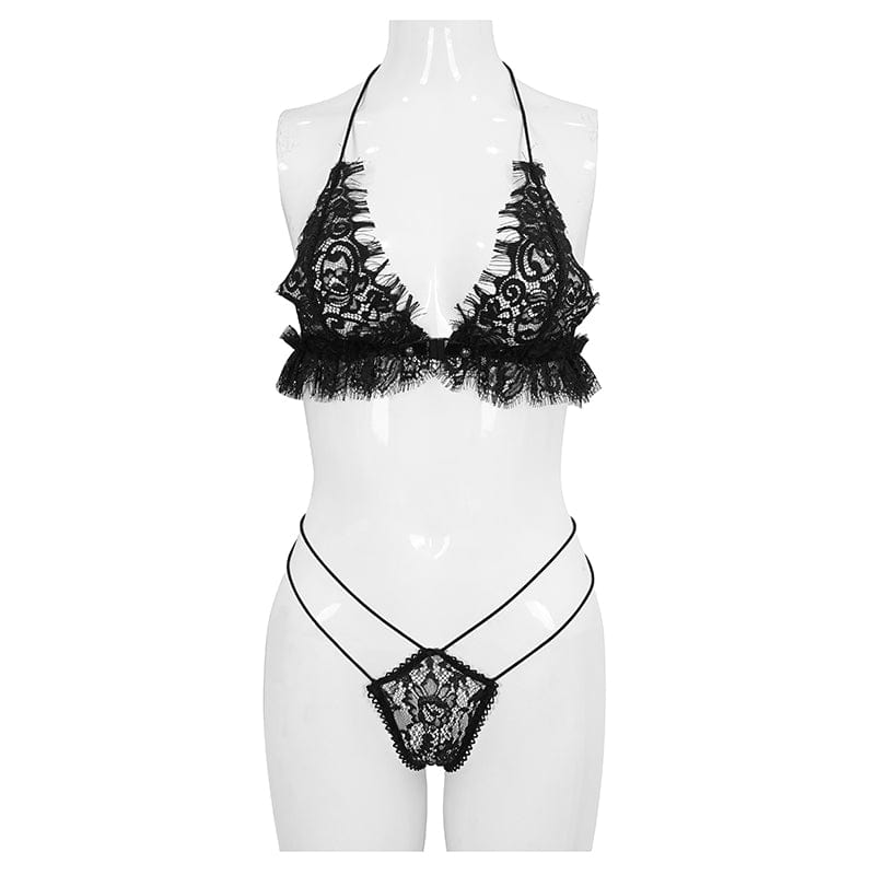EVA LADY Women's Gothic Sexy Lace Bra Lingerie Set
