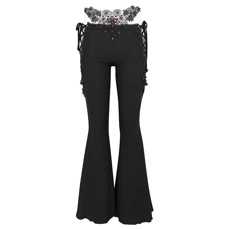 EVA LADY Women's Gothic Side Lacing-up Bell-bottoms