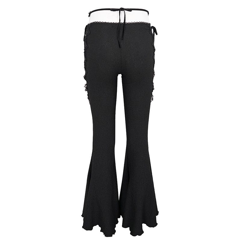 EVA LADY Women's Gothic Side Lacing-up Bell-bottoms