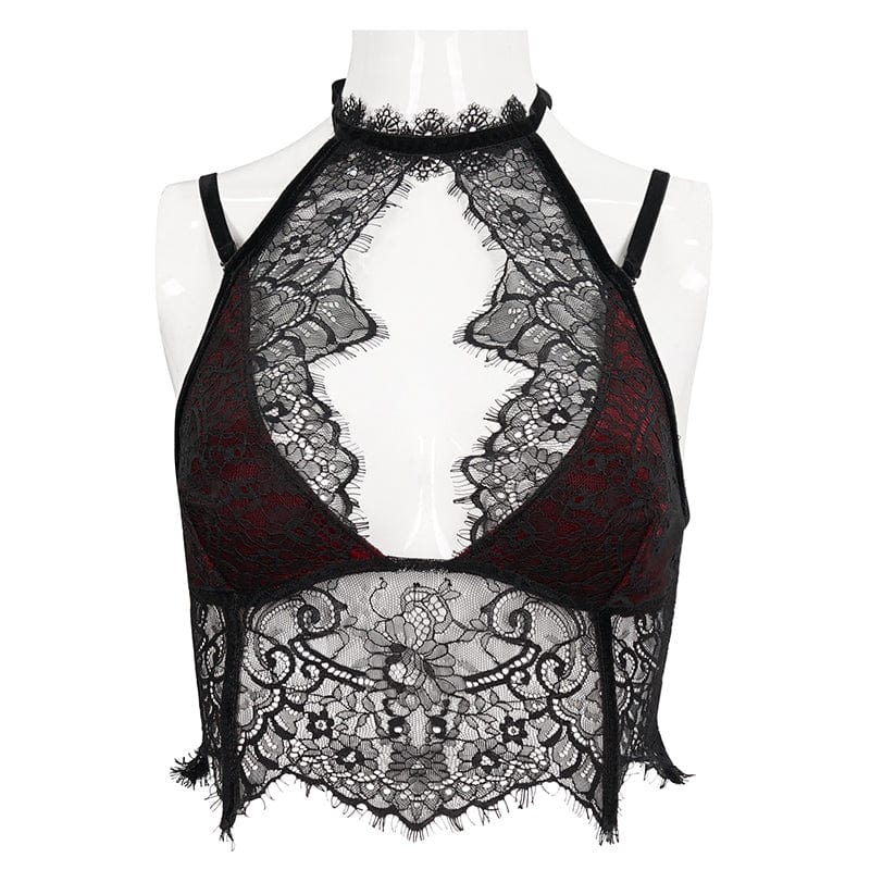 EVA LADY Women's Gothic Strappy Cutout Lace Bustier