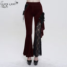 EVA LADY Women's Gothic Strappy Lace Splice Flared Pants Red