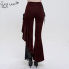 EVA LADY Women's Gothic Strappy Lace Splice Flared Pants Red