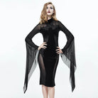 EVA LADY Damen Punk Etuikleid mit Glockenärmeln