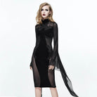 EVA LADY Damen Punk Etuikleid mit Glockenärmeln