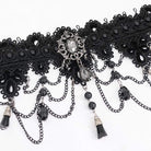 Women's Victorian Gothic Black Broad Scalloped Lace Choker
