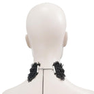 Women's Victorian Gothic Black Broad Scalloped Lace Choker