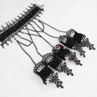 Women's Victorian Gothic Black Lace and Chain Gloves