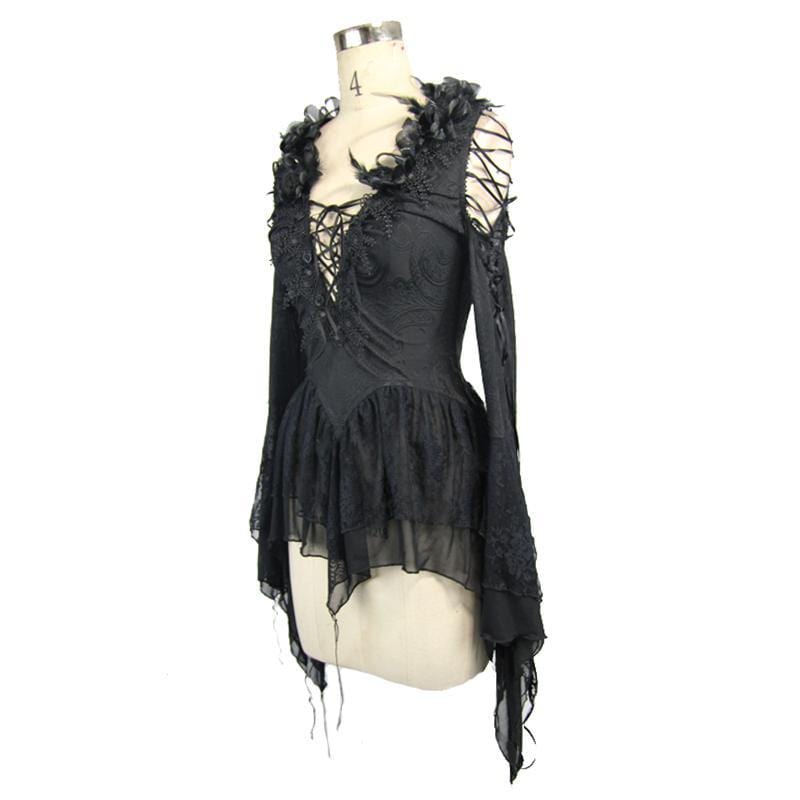 EVA LADY Women's Vintage Goth Full Sleeve Top