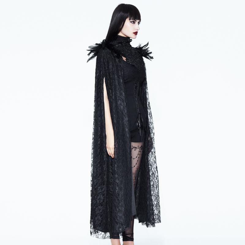 EVA LADY Women's Vintage Goth Lace Cape