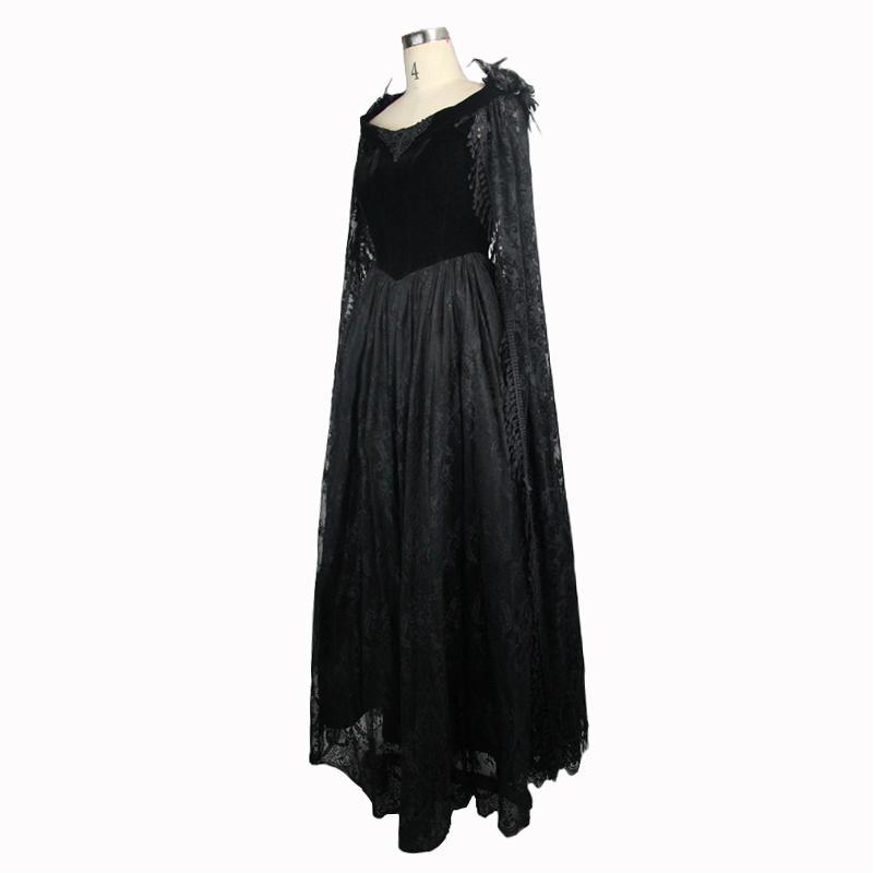 Women's Vintage Goth Lace Dress With Cape