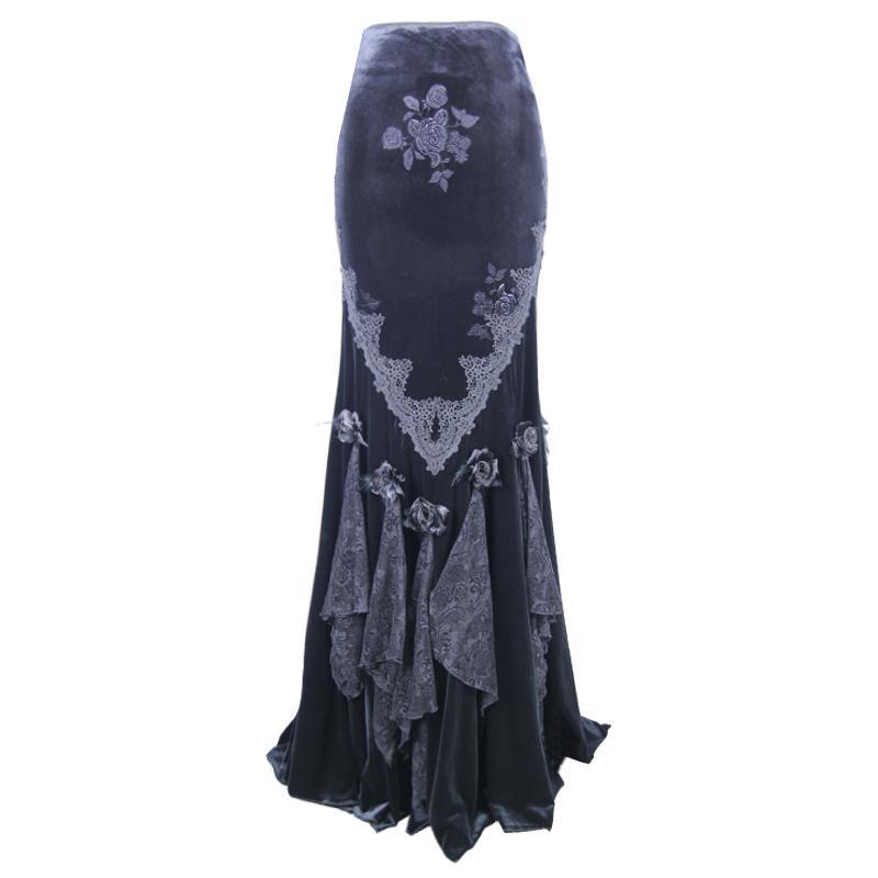 Women's Vintage Goth Skirt With Train