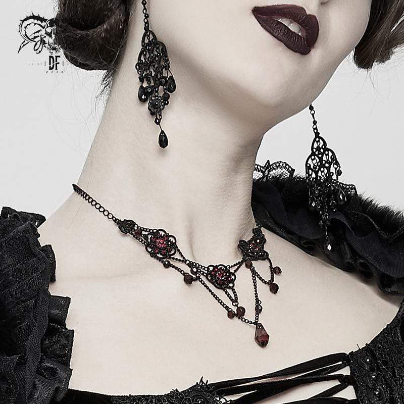 Women's Vintage Gothic Black and Red Delicate Necklace