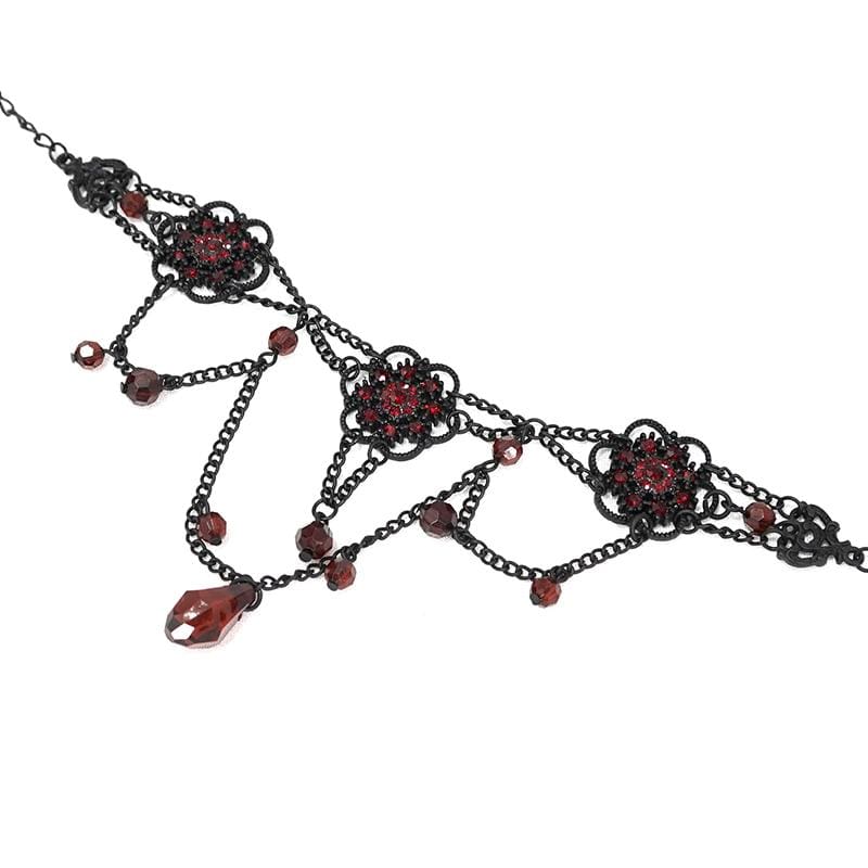 Women's Vintage Gothic Black and Red Delicate Necklace