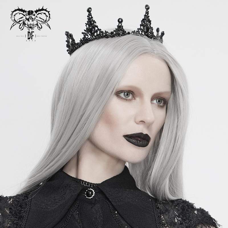 Women's Vintage Gothic Black Stone Studded Tiara