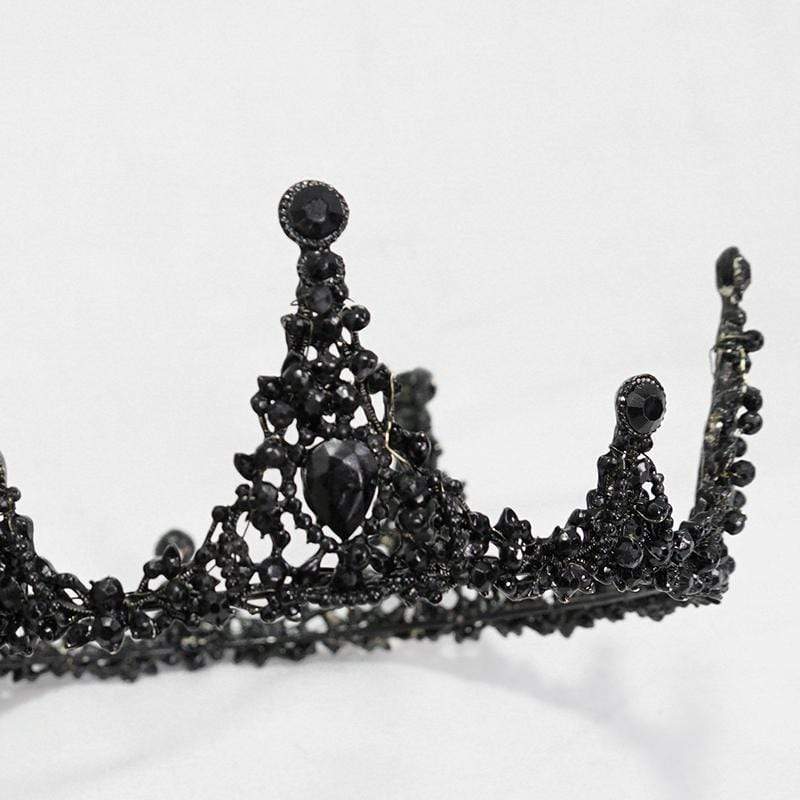 Women's Vintage Gothic Black Stone Studded Tiara