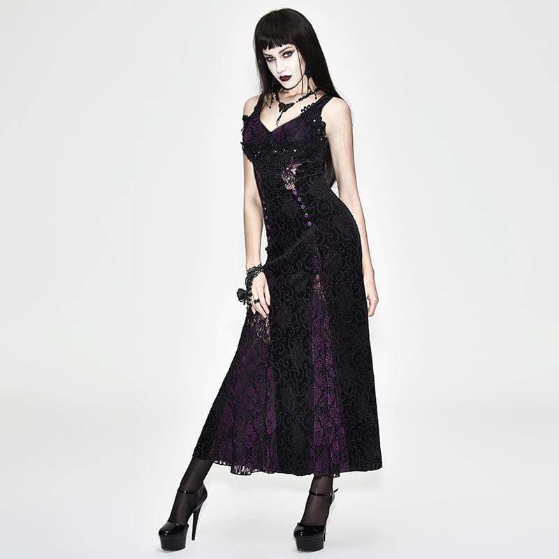 Women's Violet & Lace Goth Full Length Gown