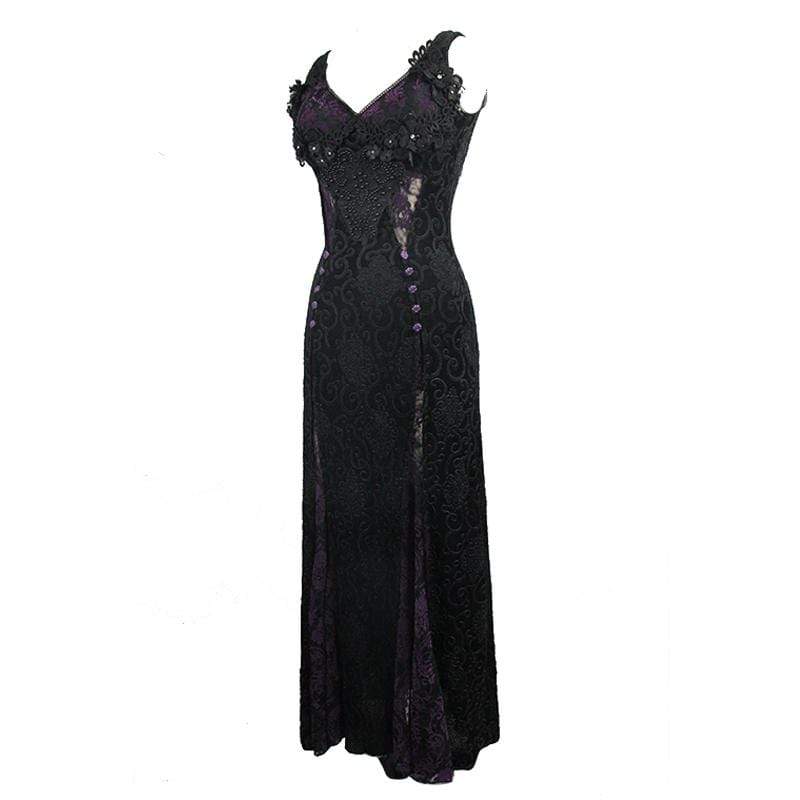 Women's Violet & Lace Goth Full Length Gown