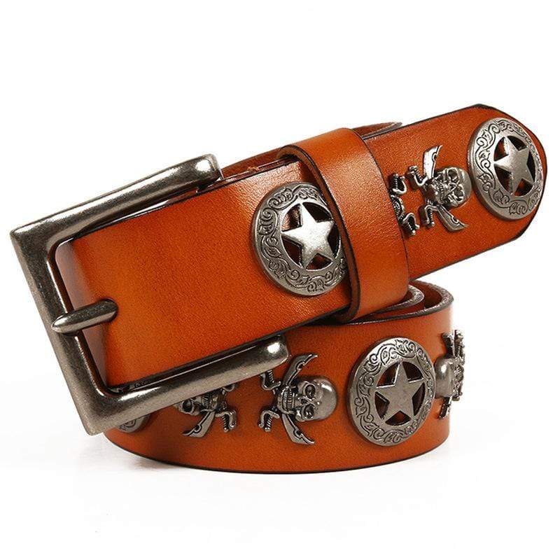 Men's Gothic Belts With Rivets Of Magic Circles And Skulls