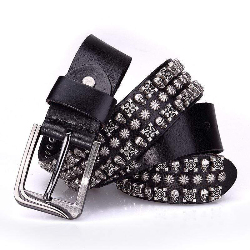 Men's Gothic Belts With Rivets Of Skulls And Crosses And Stars