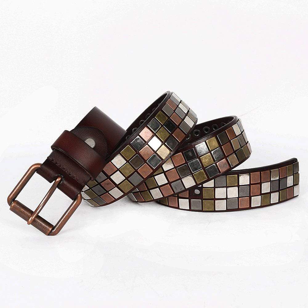 Men's Gothic Multi-colored Square Rivets Belts