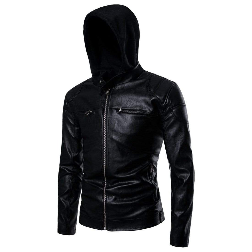 Men' Punk Two-layered Zips Jackets With Hood