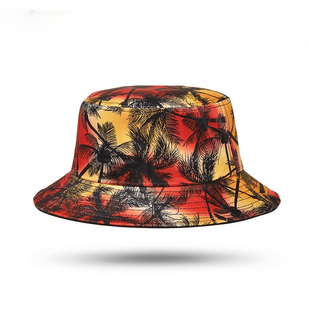 Men's Coconut Palm Printed Sun Protection Floppy Visor Bucket Hat