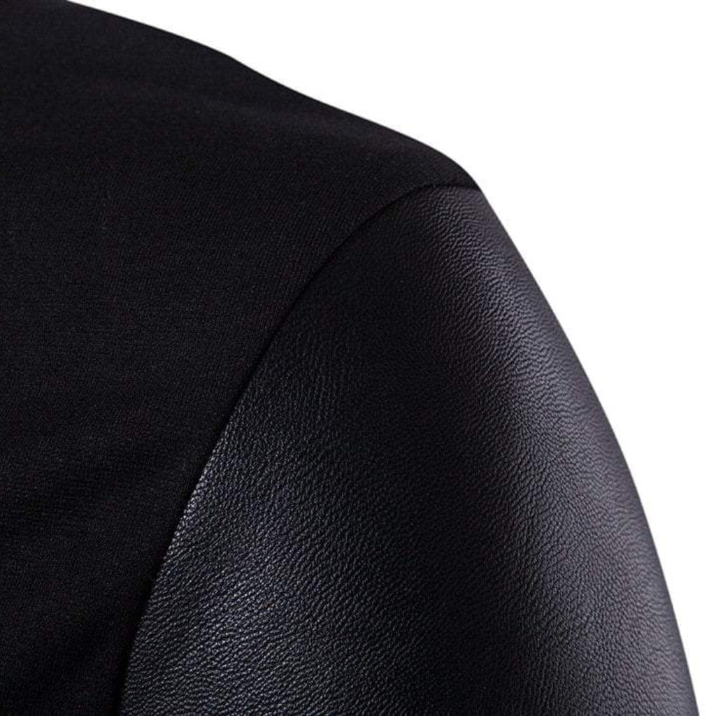 Kobine Men's Faux Leather Sleeves Slim Fit Jacket