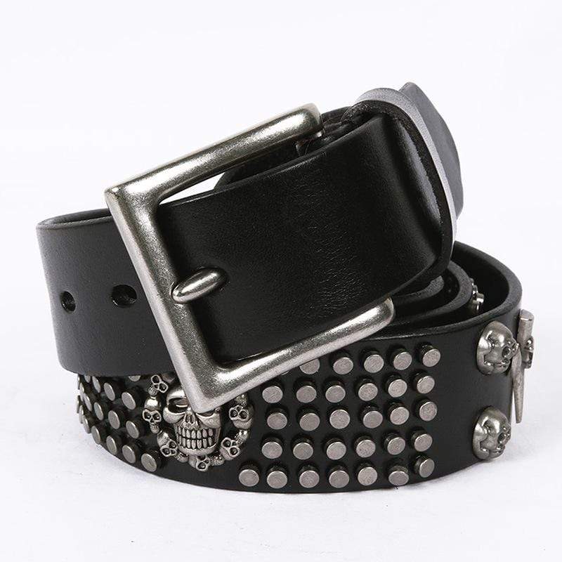 Men's Gothic Belts With Rivets Of Skulls And Crosses