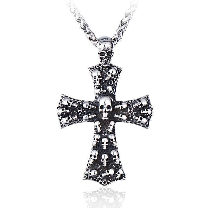 Men's Gothic Punk Skull Cross Necklace