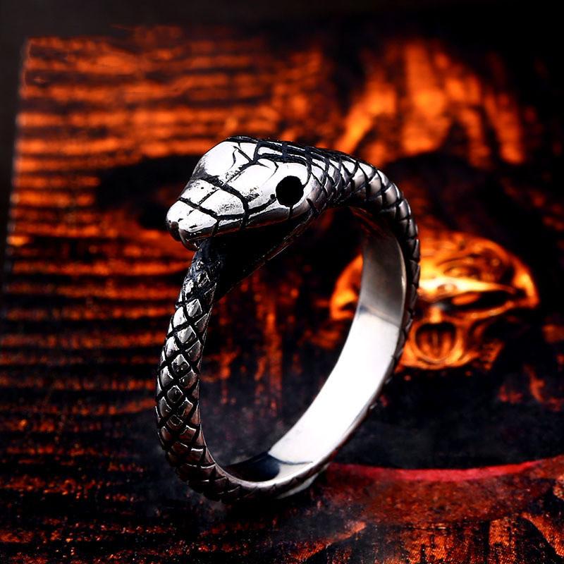 Men's Gothic Punk Slender Snake Ring