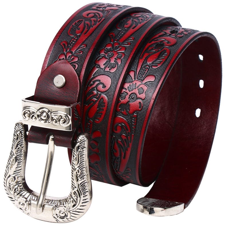 Kobine Men's Gothic Rose s Carving Belts