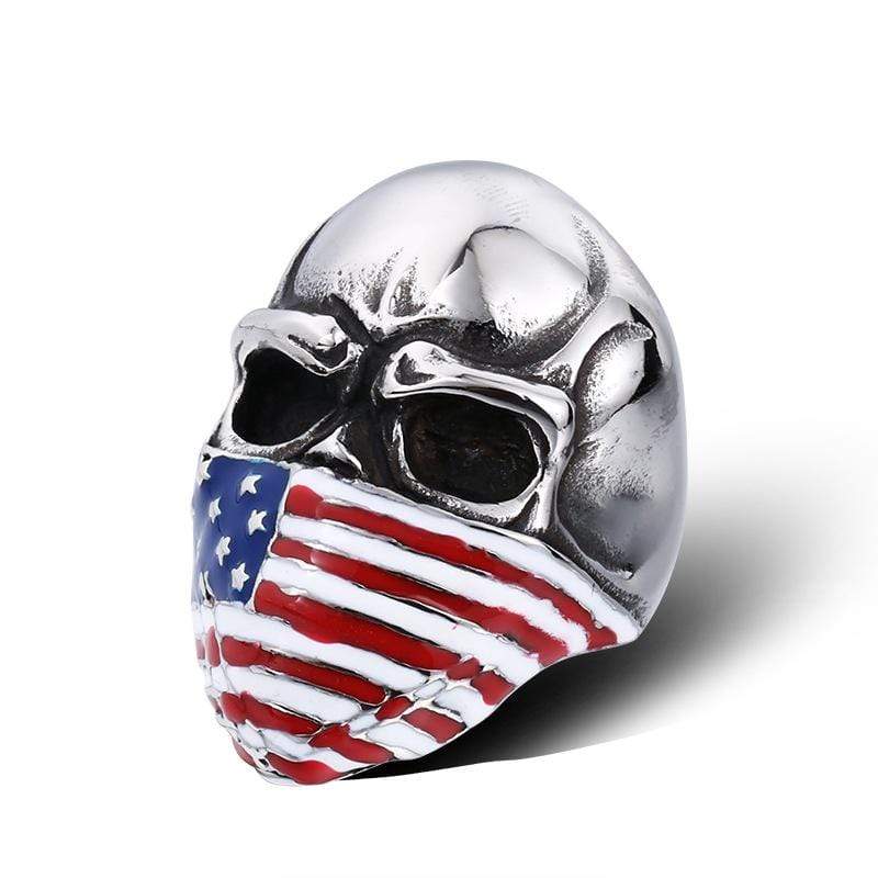 Men's Punk American Flag Skull Rings