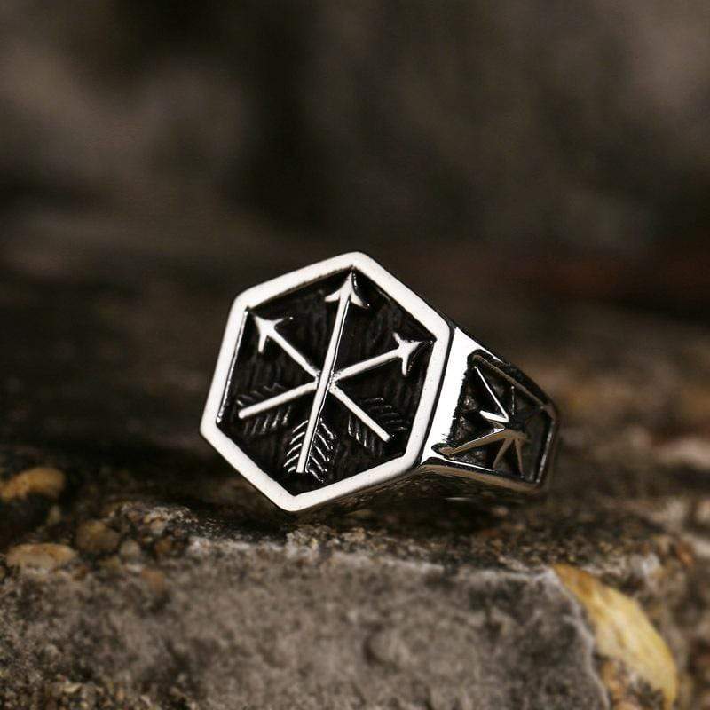 Men's Punk Arrows Hexagonal Ring