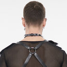 Kobine Men's Punk Big Ring Faux Leather Choker