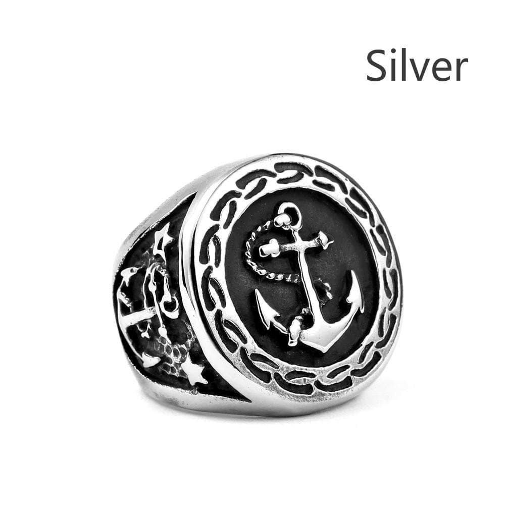 Anillos de ancla de barco punk para hombre