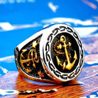 Anillos de ancla de barco punk para hombre