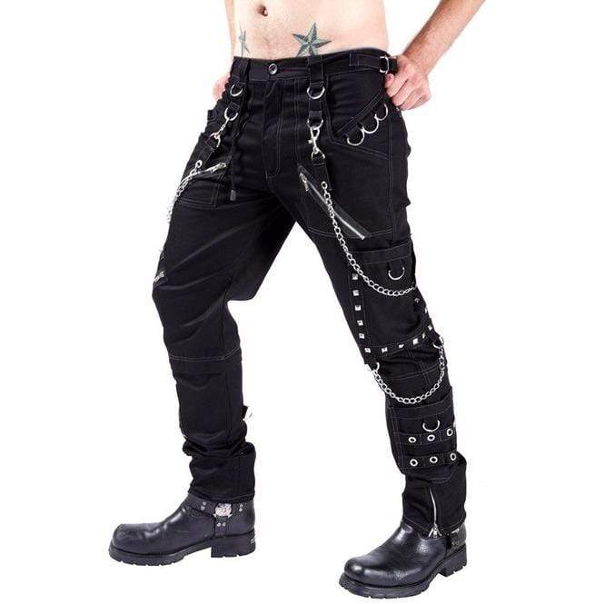 Bershka chain detail cuffed cargo trouser in black | ASOS