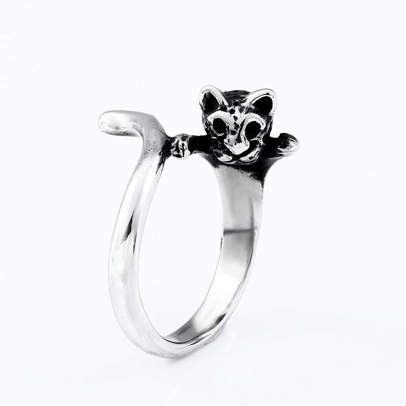 Men's Punk Cat's Head Ring