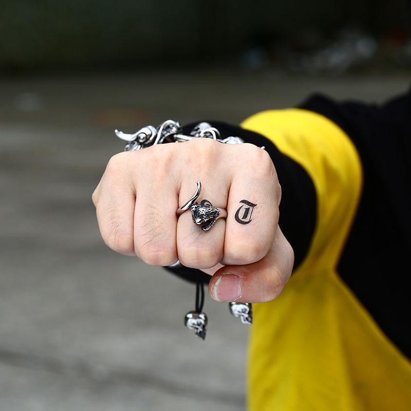 Men's Punk Cat's Head Ring