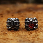 Kobine Men's Punk Dragon Claw Ruby Ring