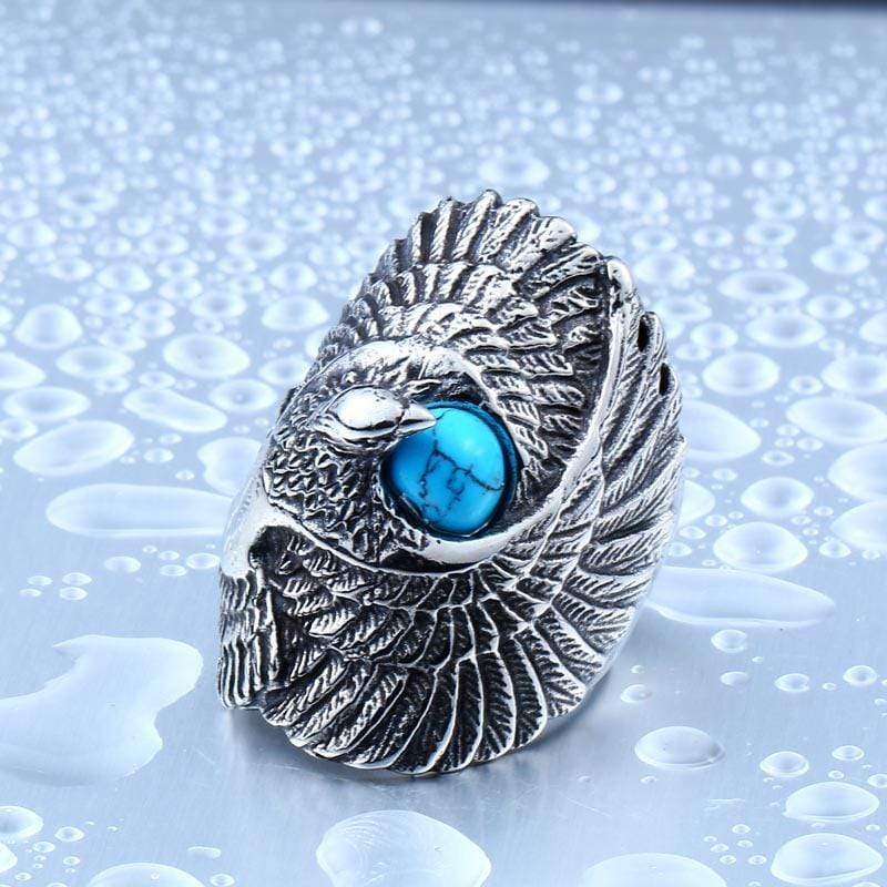 Anillos Punk Eagle Turquesa para hombre