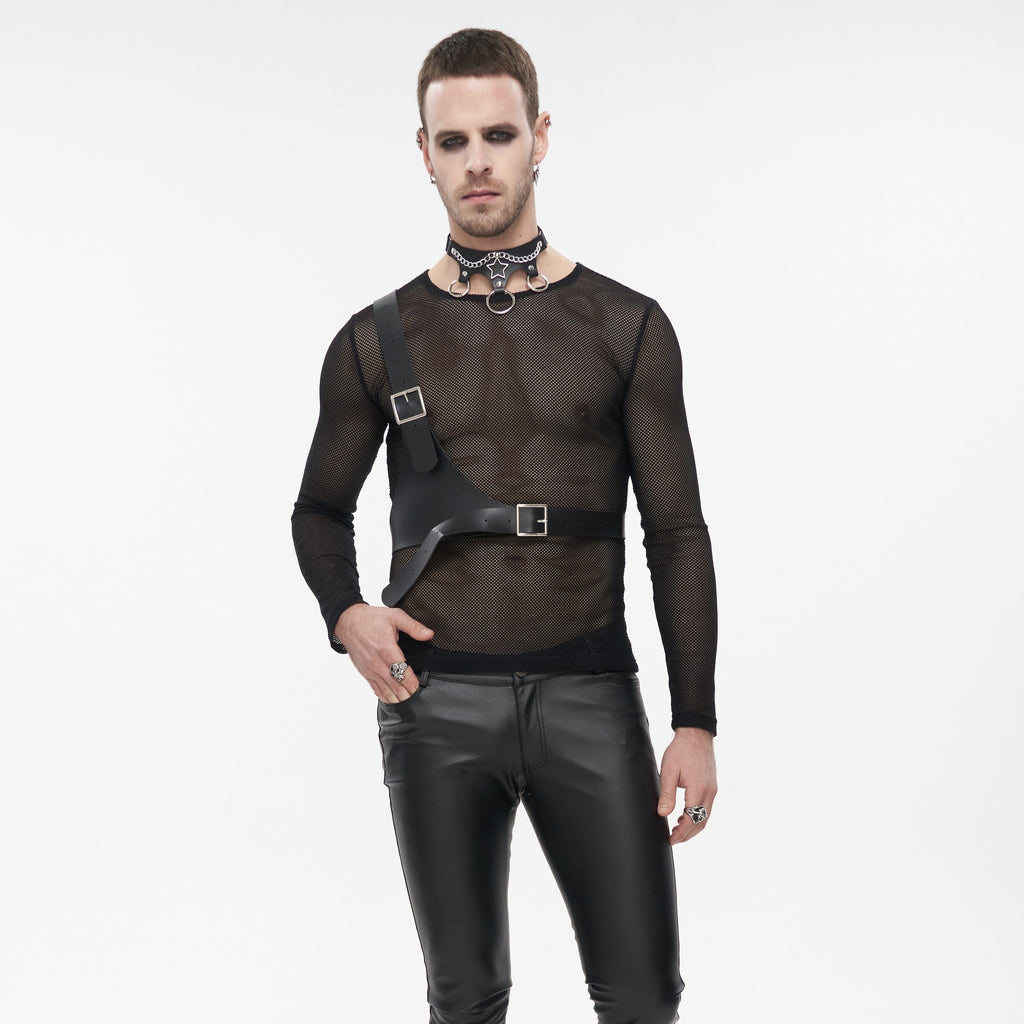 Kobine Men's Punk Faux Leather Strap Adjustable Half Harness