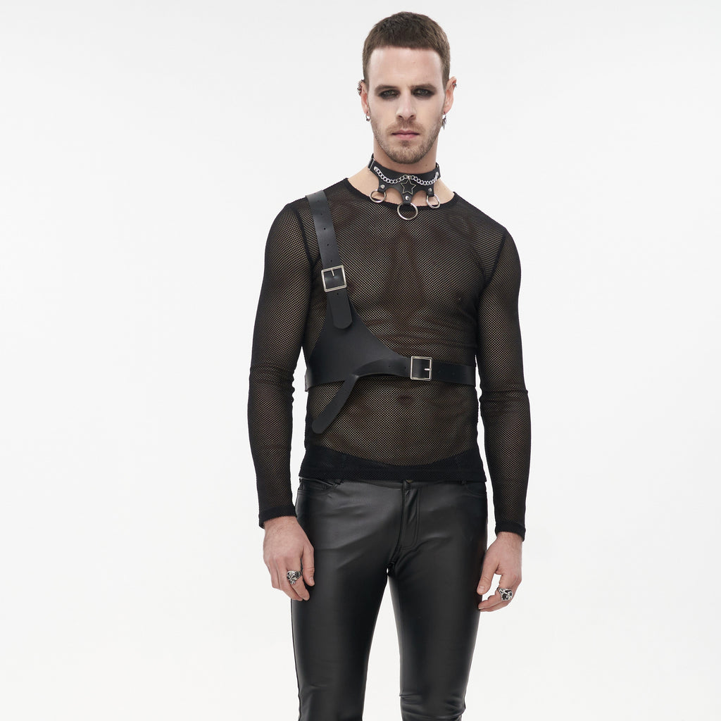 Kobine Men's Punk Faux Leather Strap Adjustable Half Harness