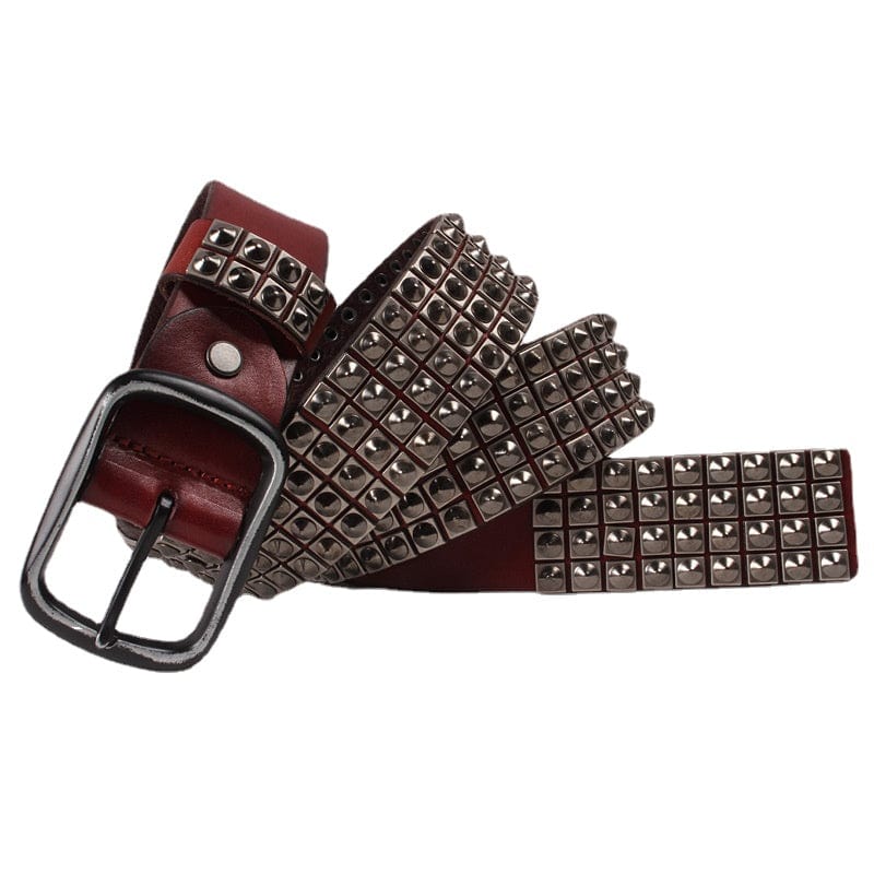 Kobine Men's Punk Full Rivets Leather Belt
