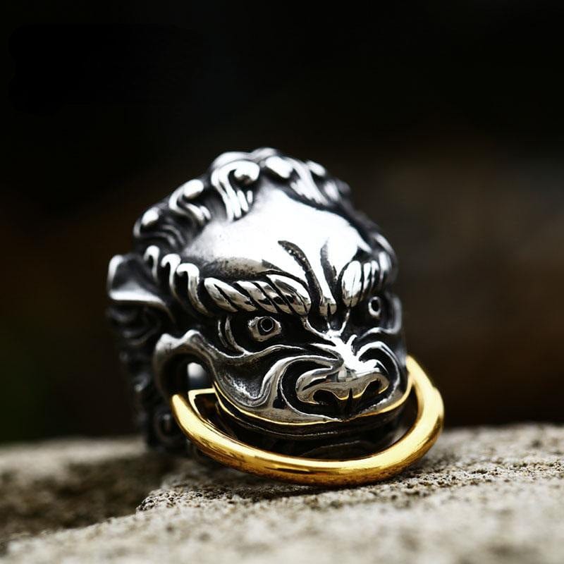 Kobine Men's Punk Gatekeeper Beast Ring