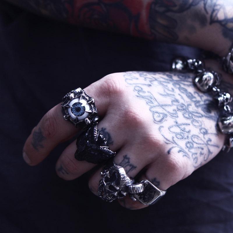 Men's Punk Ghost Rider Eyeball Skull Rings