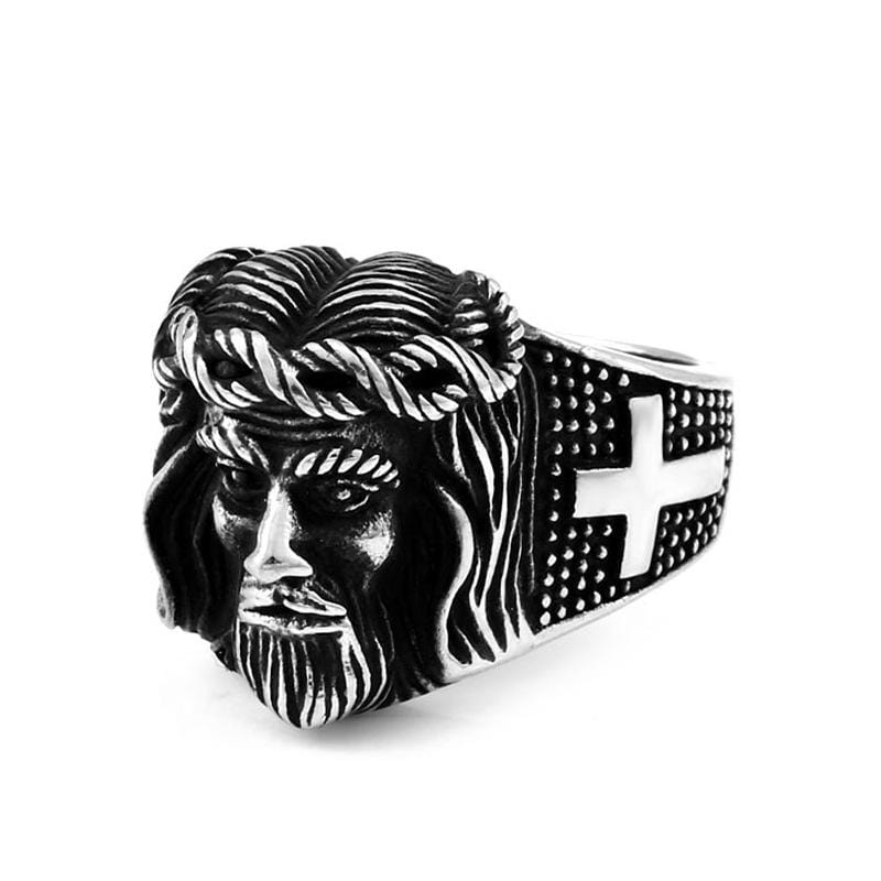 Men's Punk Jesus Cross Ring