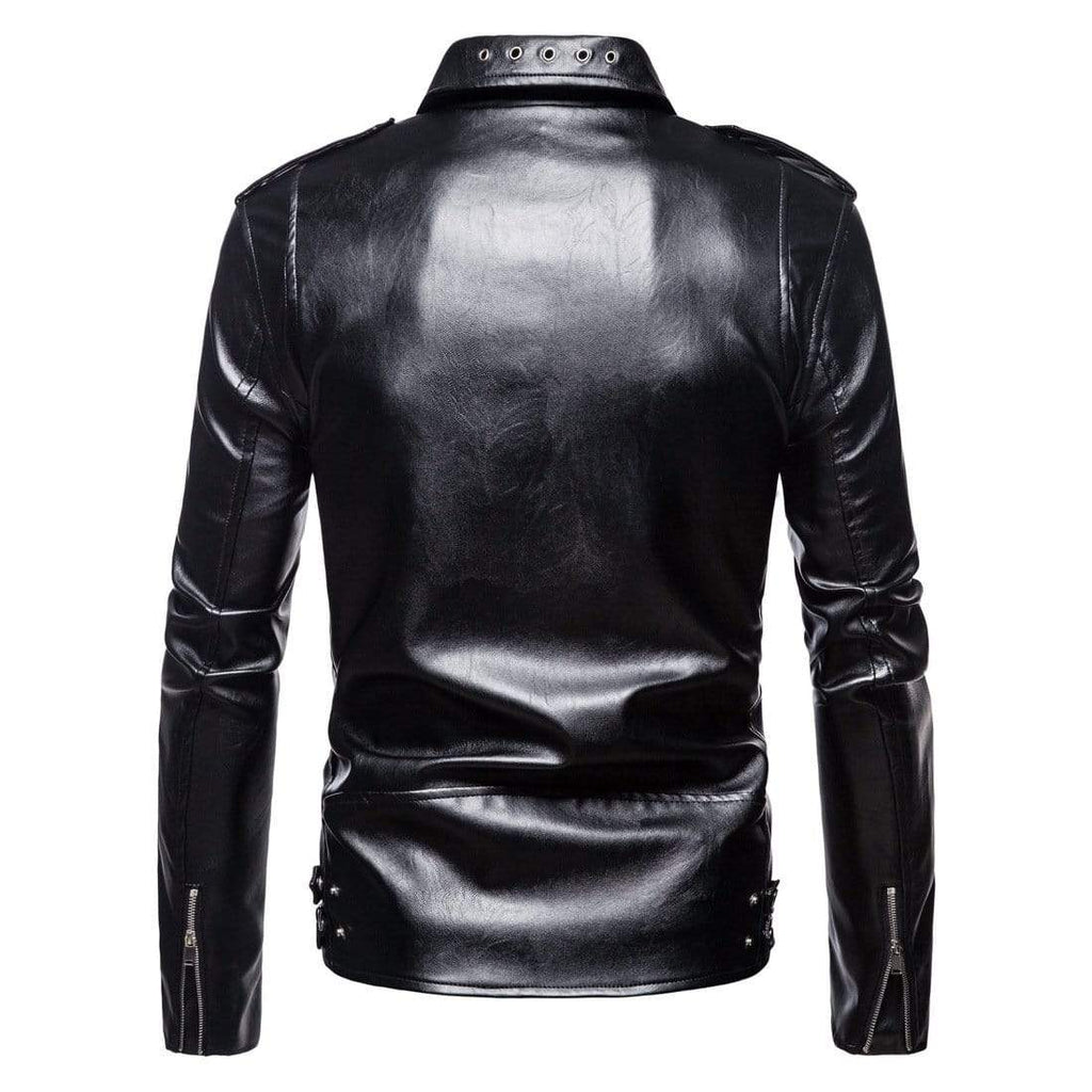 Men's Punk Lapel Front Zip Faux Leather Jackets