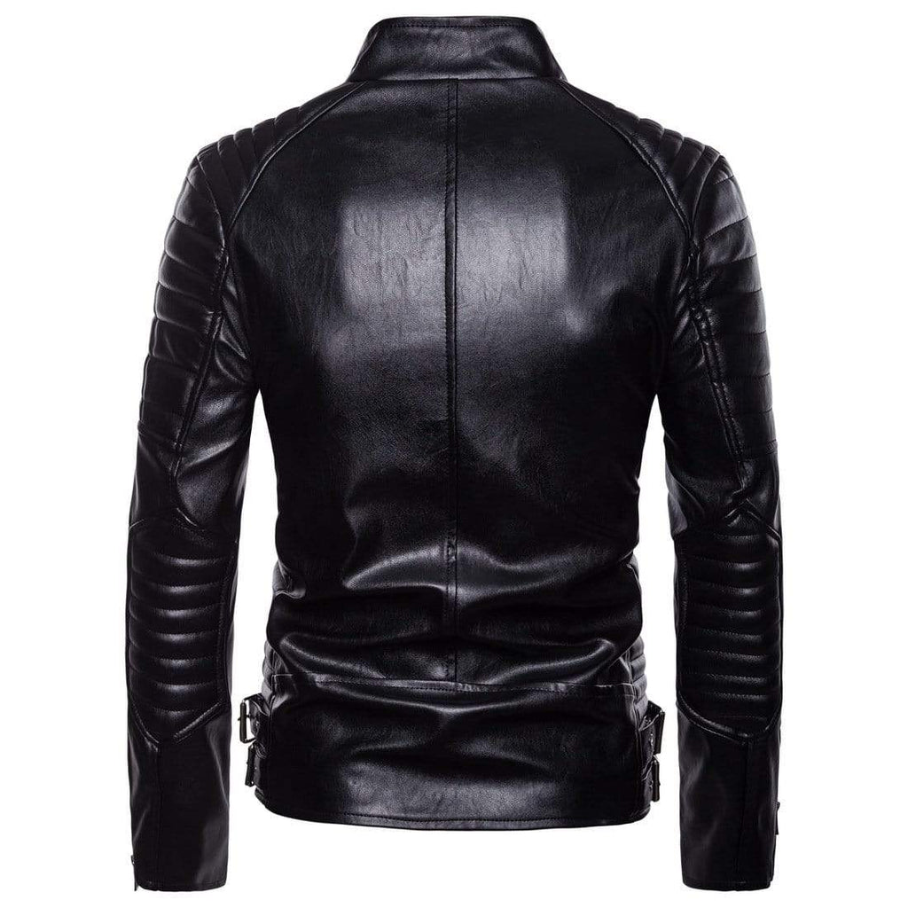Men's Punk Large Lapel Front Zips Faux Leather Jackets